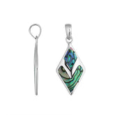 Sterling silver diamond-shaped pendant with natural Abalone Shell – handcrafted Bali jewelry with shimmering ocean-inspired colors, a unique artisan gift